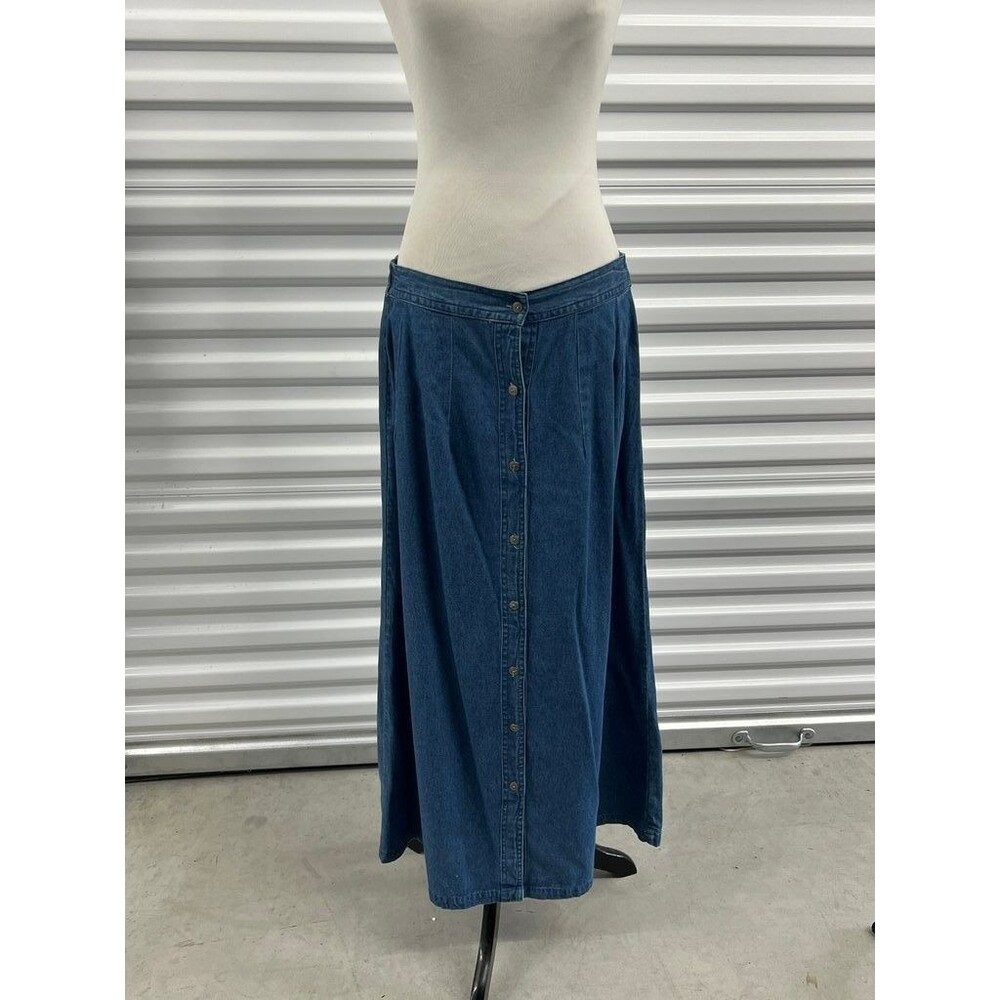 Winona Denim Button-Front Maxi Skirt